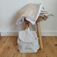 Charger l'image dans la galerie, Couverture Double Gaze Lin & vichy beige