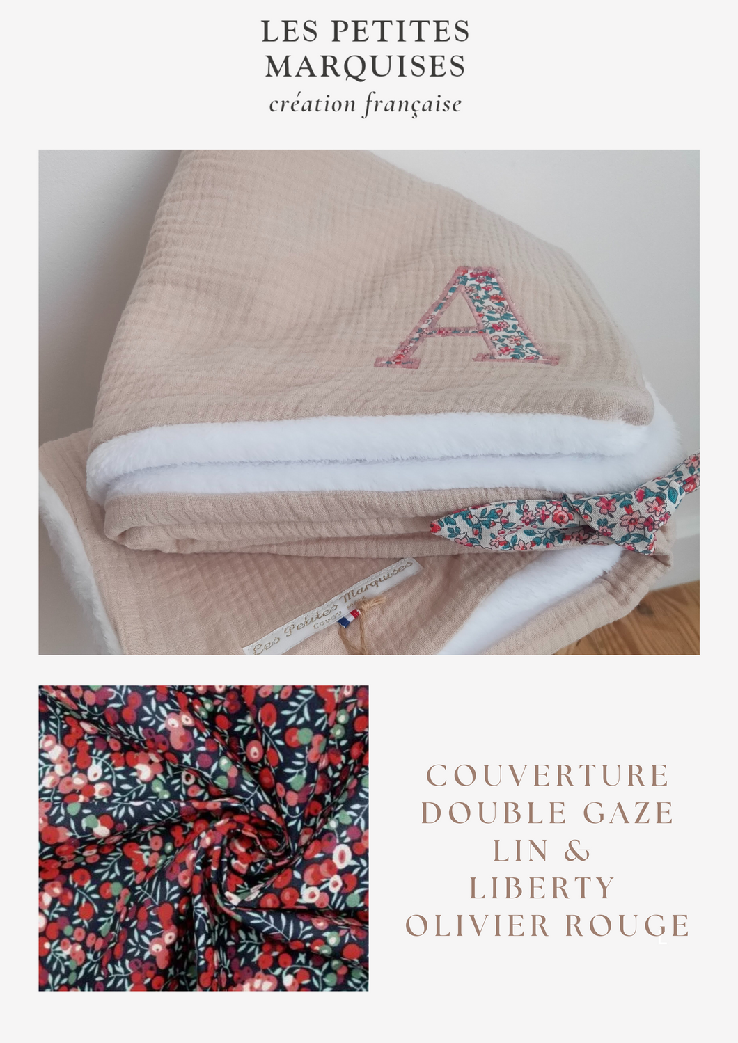 Couverture Double Gaze Lin & liberty olivier rouge
